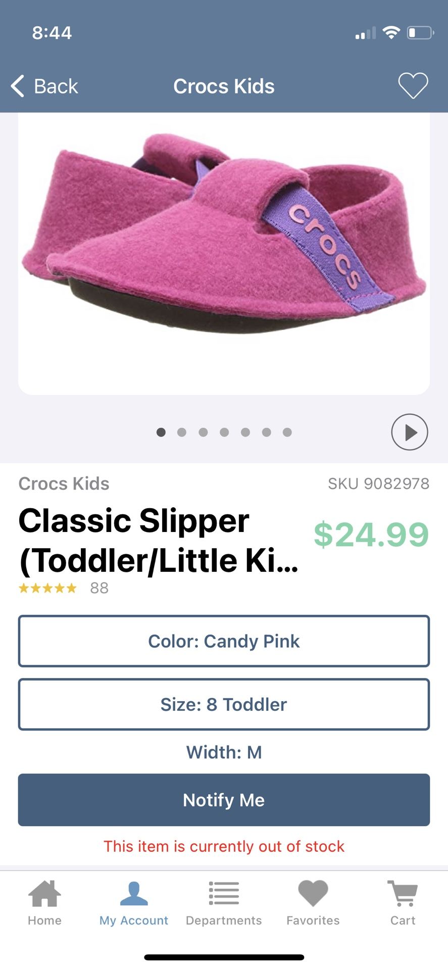 Pink Crocs Slippers Toddler (size 8)