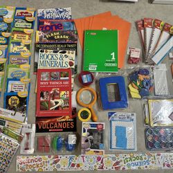 Lot Of 55! Large Educational Supplies Bundle for Teachers & Students – Books, Notebooks , Stationery, Science Activities & Creative Accessories, toys