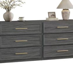 SICOTAS Night Stand Set 2 Oversized Extra Large Nightstands Set of 2 Tall Bedside Side Table with 3 Drawers Storage Modern End Tables Wide, dark grey 