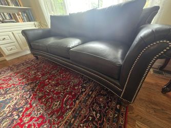 Bradington young green leather couch