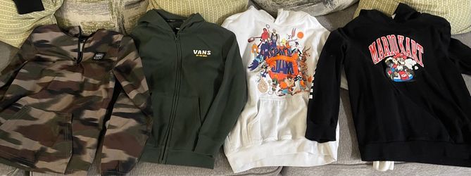 Lot of 4 Graphic Hoodies – Vans, Space Jam, Mario Kart