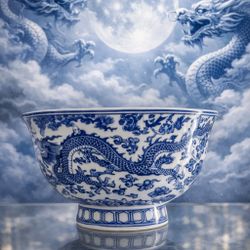 Beautiful Chinese Dragon Bowl Ancient Vintage Collectible Home Decor