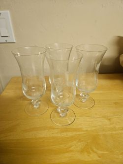 Princess House Hertiage Etched Glass Parfait Qty: 4 Vintage