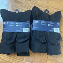 NWT IZOD Men's Classic Black Crew Socks - 14 Pack