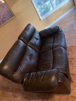 Dark brown leather Loveseat Sofa