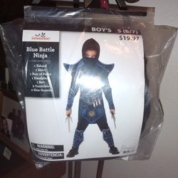 New Blue Battle Ninja Boys Costume Size Small (6/7)