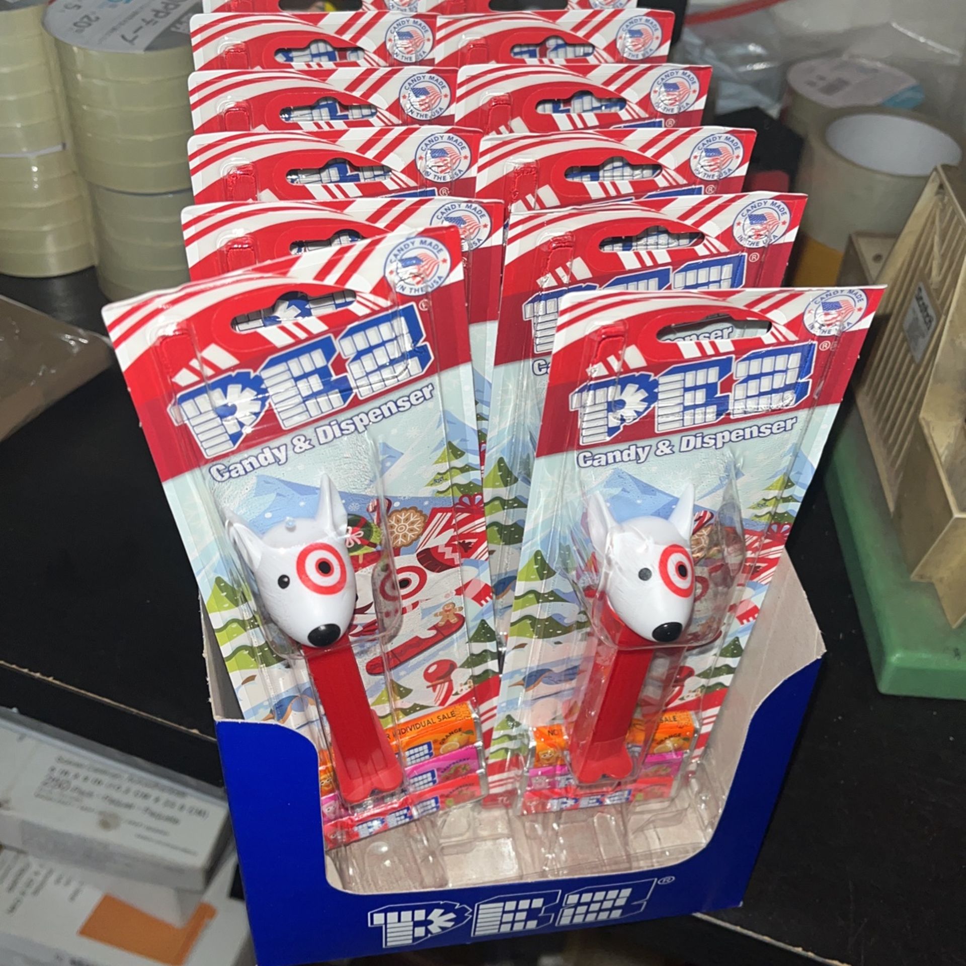 Case Of 12 Target Bullseye Dog Pez Dispensers & Candy Store Display