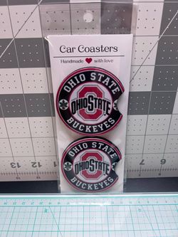 Ohio State Buckeyes Handmade Car Coasters Set of 2