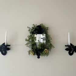 Black Metal Wall Decor Candle Holders 