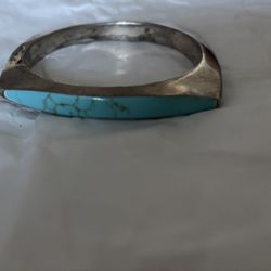 Turquoise bangle Bracelet Mexico 925 accessory rare sterling silver vintage