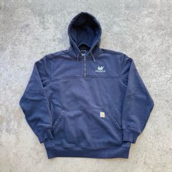 Carhartt Rain Defender 1/4 Zip Pullover Navy Blue Hoodie Sweater