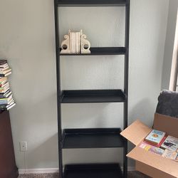 5 Shelf Black Bookcase Ladder 