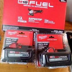 Milwaukee grinder & batteries 