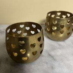 Pair Of Small Brass Candleholders