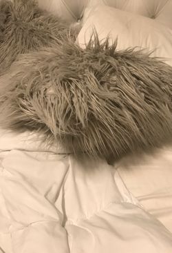 Grey furry pillows for bed or couch 4/$35