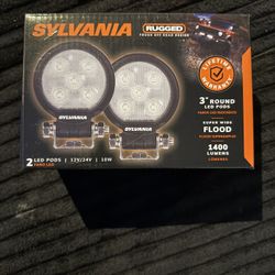 NIB SYLVANIA Rugged 3 Inch Round LED Light Pods