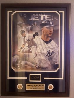 Derek Jeter Framed Photo Collage with Printed Signature Plaque