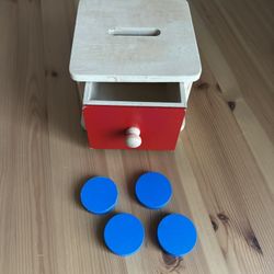Montessori Wooden Toy Box With Drawer Coin Slot Thick Coins Hand/Eye Fine Motor