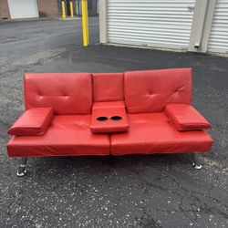 Red Couch With Drink Holders