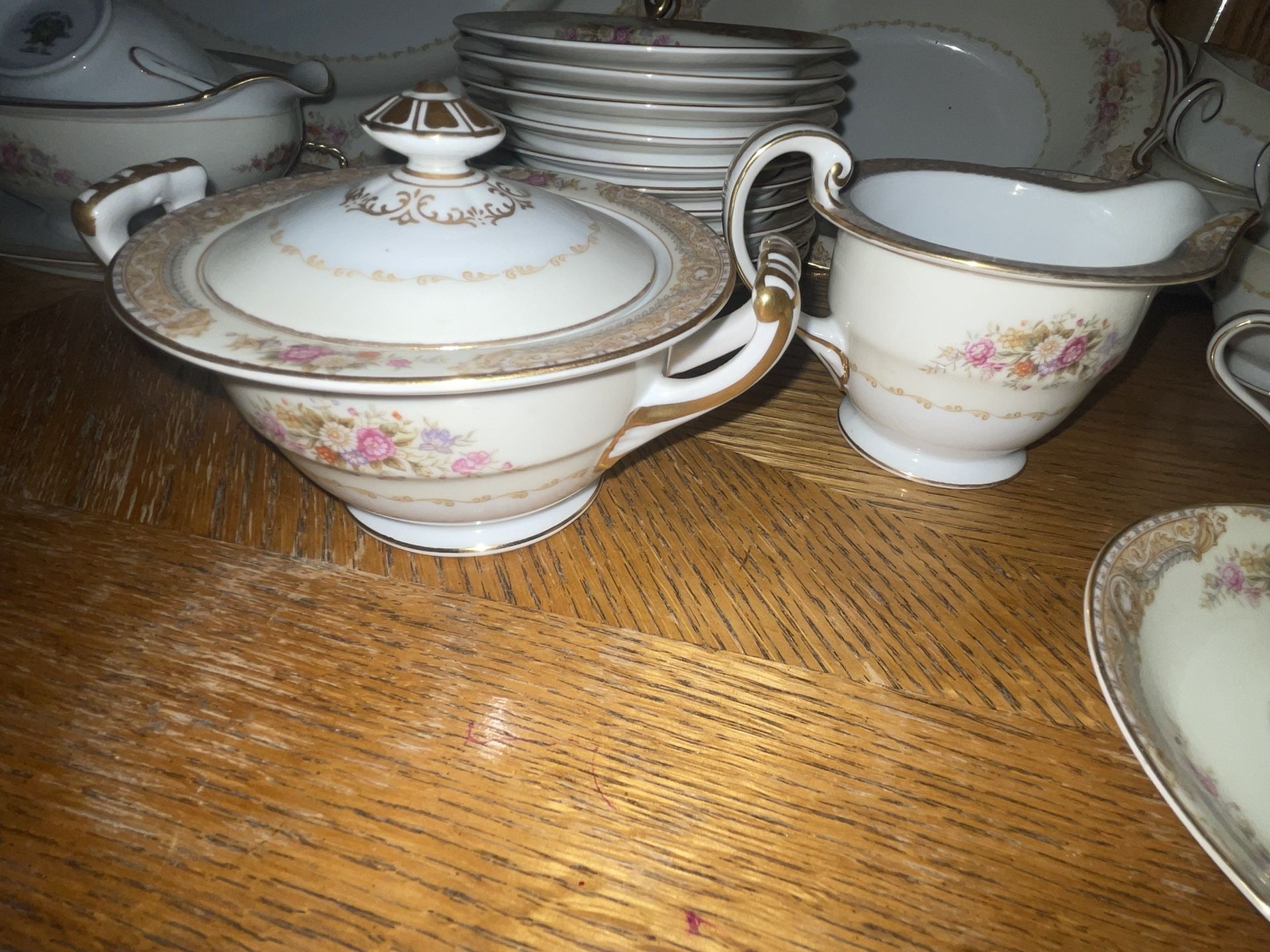 Vintage Noritake China (Occupied Japan) 53 Piece Set with Floral - Main Image