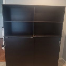 Cabinet with sliding doors, black stained ash veneer 