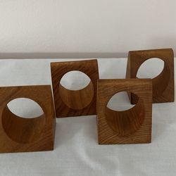 4 Wooden Napkin Ring Holders