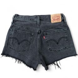 Levis black 501 raw hem jean shorts