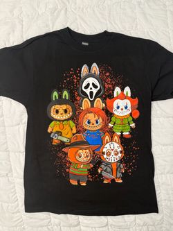 Labubu Horror Characters Graphic T-Shirt Black available S, M, and XL
