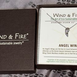 BEAUTIFUL New in Box Sterling Wind and Fire Angel Wing Necklace! 