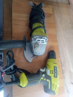 Ryobi Corded Drill and Angle Grinder Set