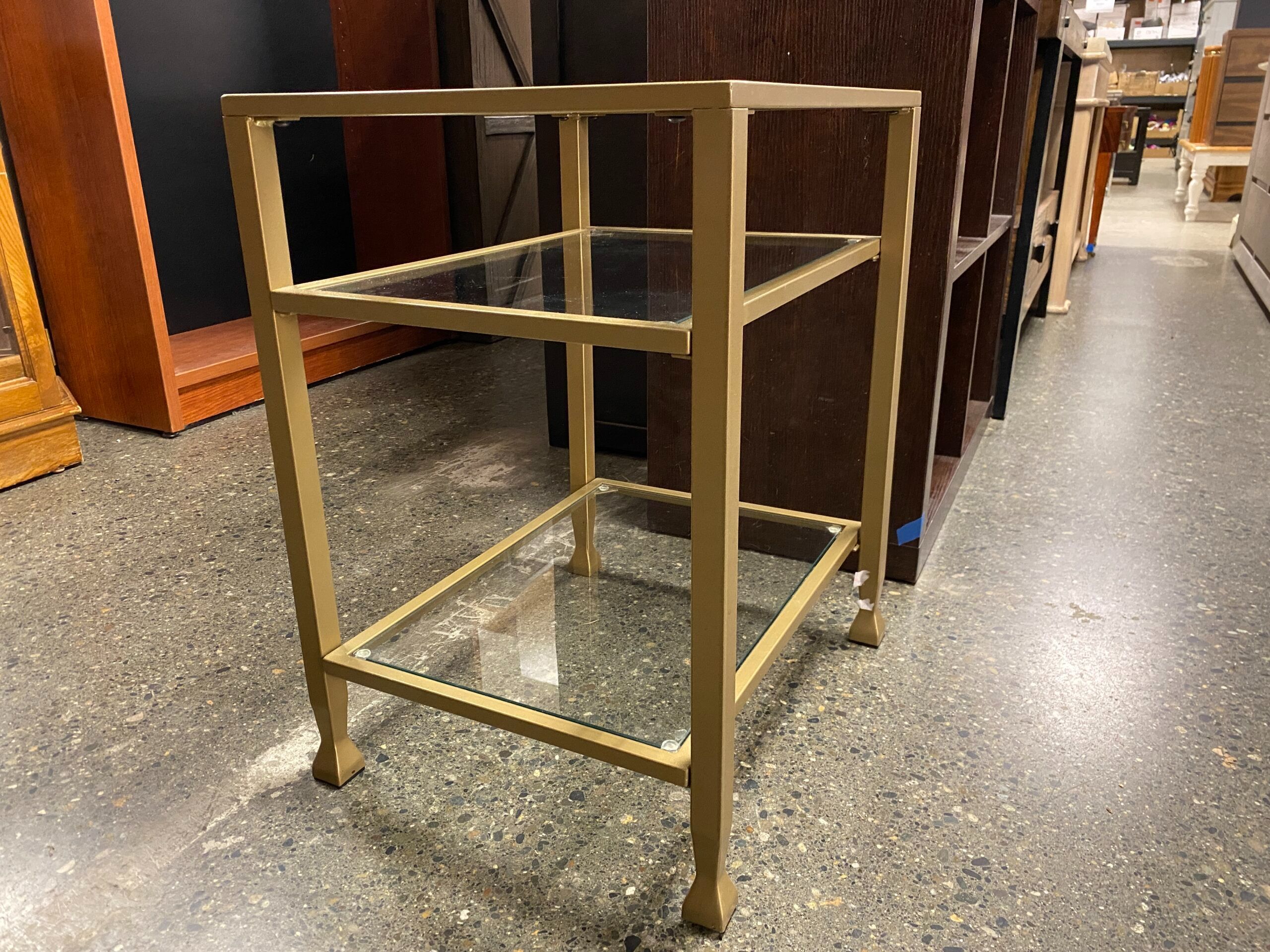 3-Tiered Glass End Table w/ Gold Finish Frame