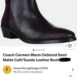 Coach Carmen Suede Leather Boots Shoes 