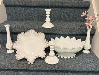 Milk Glass Collection – Bowls, Candlesticks & Vases
