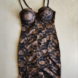 Small Brown And Black Lace Bodycon dress.