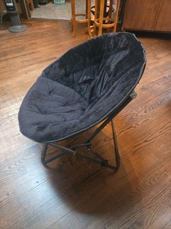 black faux-fur folding saucer chair, cl