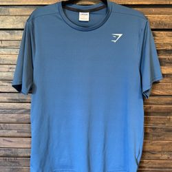 Gymshark Arrival Shirt Mens LRG Short Sleeve A2A1J Athletic Gym Blue Regular Fit