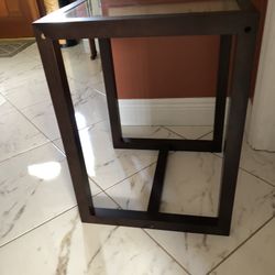 Table Modern Wood & And Glass Side Or End Square Accent Table