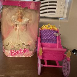 Romantic Bride Barbie-1992 and Disney Princess Royal Car Vehicle