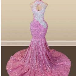 Zip Up Light Pink Prom Dress