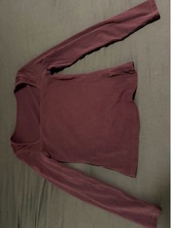 Brown Square Neck Long Sleeve Top