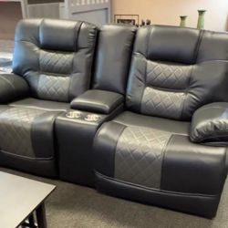 Fabian Double Reclining Living Room Set Reclining Sofa  and Loveseat