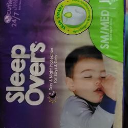 Sleep Overs by Cuties 15 Ct Sm /Med  Overnight diapers 38-65 lbs Unisex