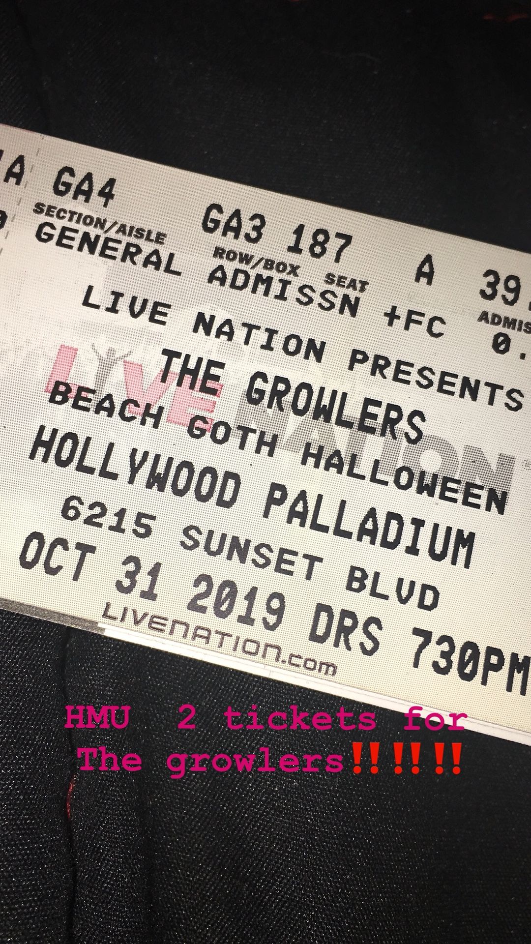 2 tickets for the growlers