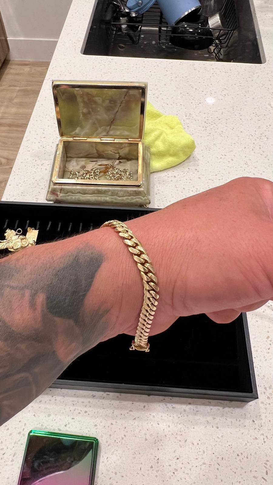 14k solid gold cuban link bracelet