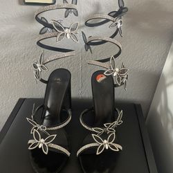 butterfly black heels
