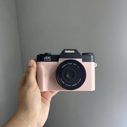 Pink 4K Digital Camera with Flip Screen