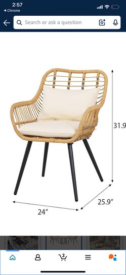 (2) Outdoor Wicker Furniture Rattan Bistro All Weather Patio Rattan Chairs - SEATS ONLY