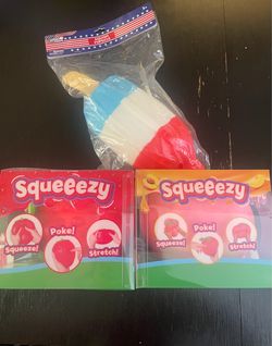 Peach squeezy, Popsicle squeezy, and Strawberry squeezy!