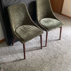 Two Green Velvet Chairs