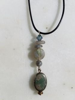 Pyrite labradorite and Swarovski pendant